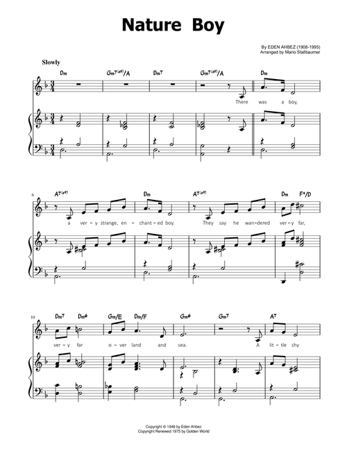 Nature Boy (Arr. Mario Stallbaumer) - Nat King Cole (Piano Vocal)