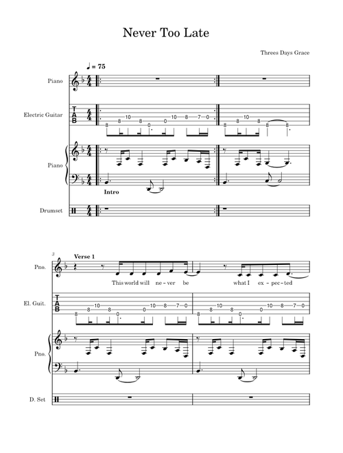 Never too late – Three Days Grace