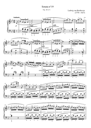 Sonate No. 19, 1st Movement Sheet Music for Piano (Solo