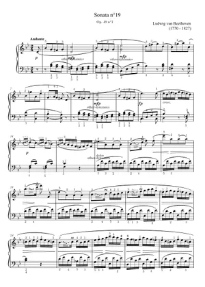 Sonate No. 19, 1st Movement Sheet Music for Piano (Solo Sonate No. 19, 1st Movement Sheet Music for Piano (Solo