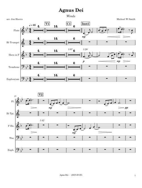 Agnus Dei – Michael W. Smith Brass and Flute