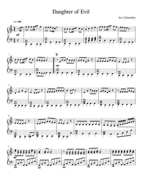 Daughter of Evil - vocaloid song (early intermediate)