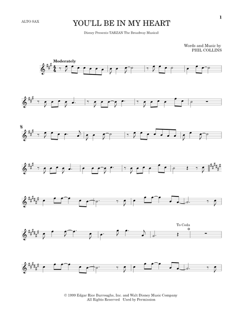 You'll Be In My Heart (from Tarzan) - Phil Collins (Alto Sax Solo)