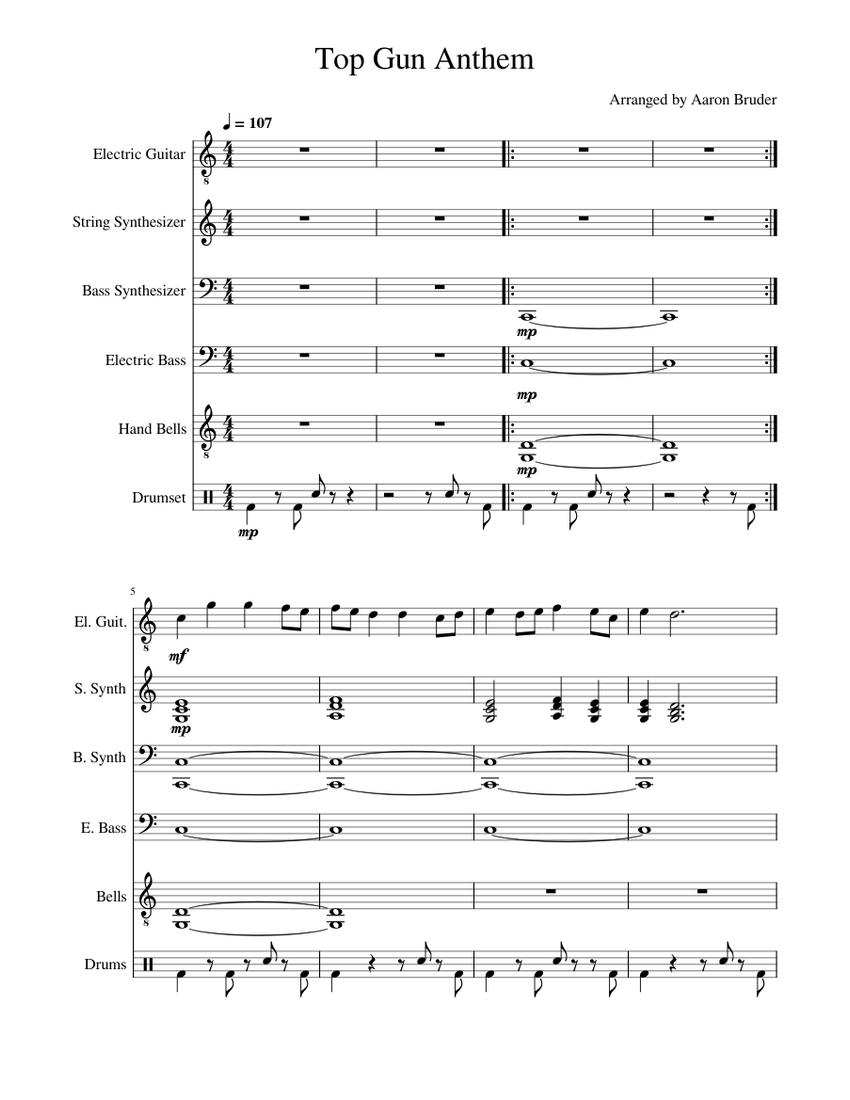 Top Gun Anthem Sheet music for Guitar, Bass guitar, Drum group, Strings