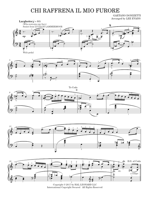 Chi Raffrena Il Mio Furore - Gaetano Donizetti (Piano Solo)