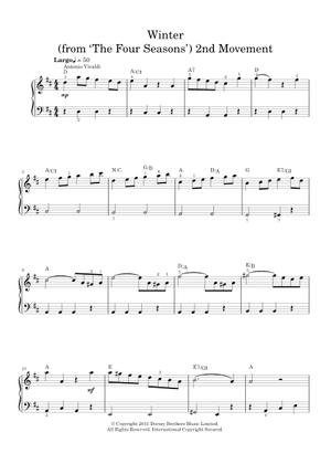 Winter 2nd mov. – Antonio Vivaldi Sheet Music for Piano, Violin
