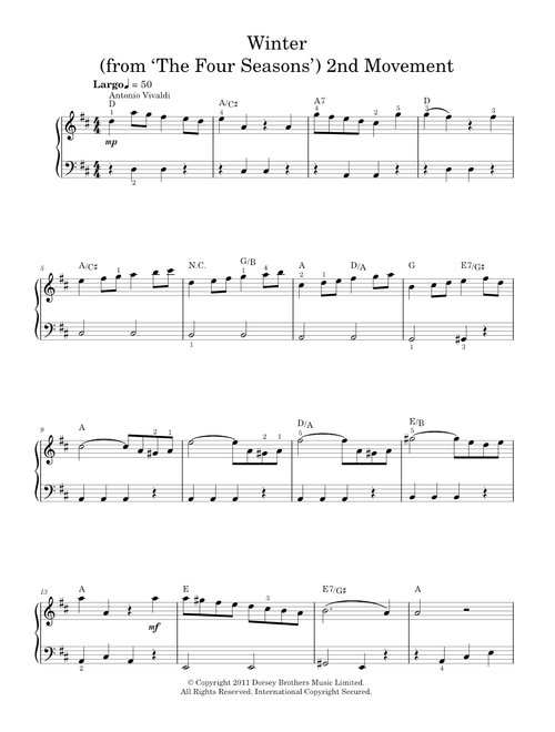 Winter - Antonio Vivaldi (Easy Piano)