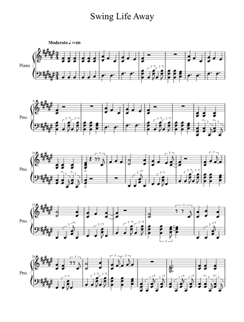 Swing Life Away (Arr. Greg Skalak) - Joseph Principe, Brandon Barnes, Timothy McIlrath (Piano Solo)
