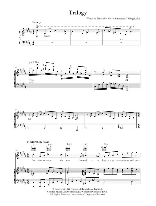 Trilogy - Emerson, Lake & Palmer (Piano-Vocal-Guitar (Piano Accompaniment))