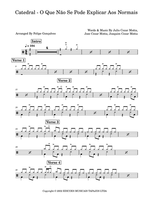 O Que Nao Se Pode Explicar Aos Normais (Arr. Felipe Gonçalves) - Jose Cezar Motta, Julio Cezar Motta, Joaquim Cezar Motta (Drums)