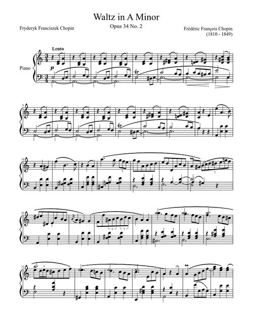 Waltz in A Minor, Opus 34 No. 2