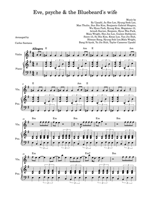 Eve, Psyche & The Bluebeard's Wife (Arr. Carlos Santana) - Le Sserafim (Violin and Piano)