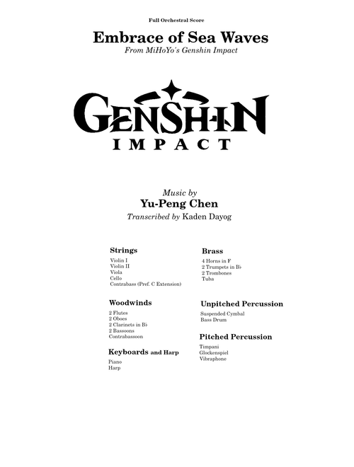 Embrace of Sea Waves - Yu-Peng Chen ~ Orchestral Transcription