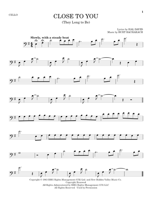 (They Long To Be) Close To You - The Carpenters (Cello Solo)