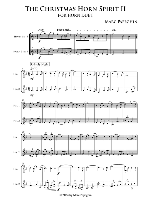 The Christmas Horn Spirit 2 // French Horn Duet (Arr. Marc Papeghin) (French Horn Duet)