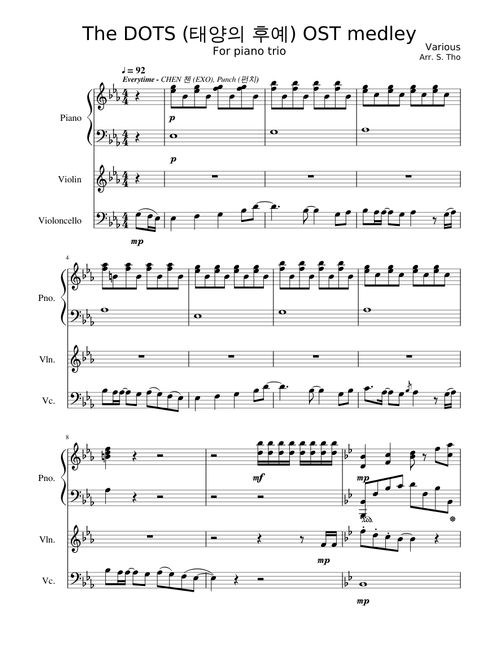 The DOTS (Descendants of the Sun) OST medley (for piano trio)