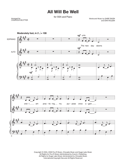 All Will Be Well (Arr. Charissa Seutter) - The Gabe Dixon Band (Choral, SSA)