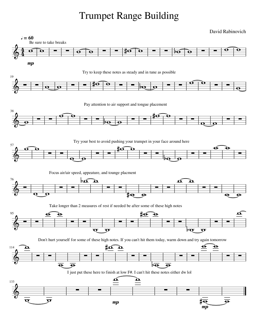 Trumpet Range Building Sheet Music for Trumpet in b-flat (Solo ...