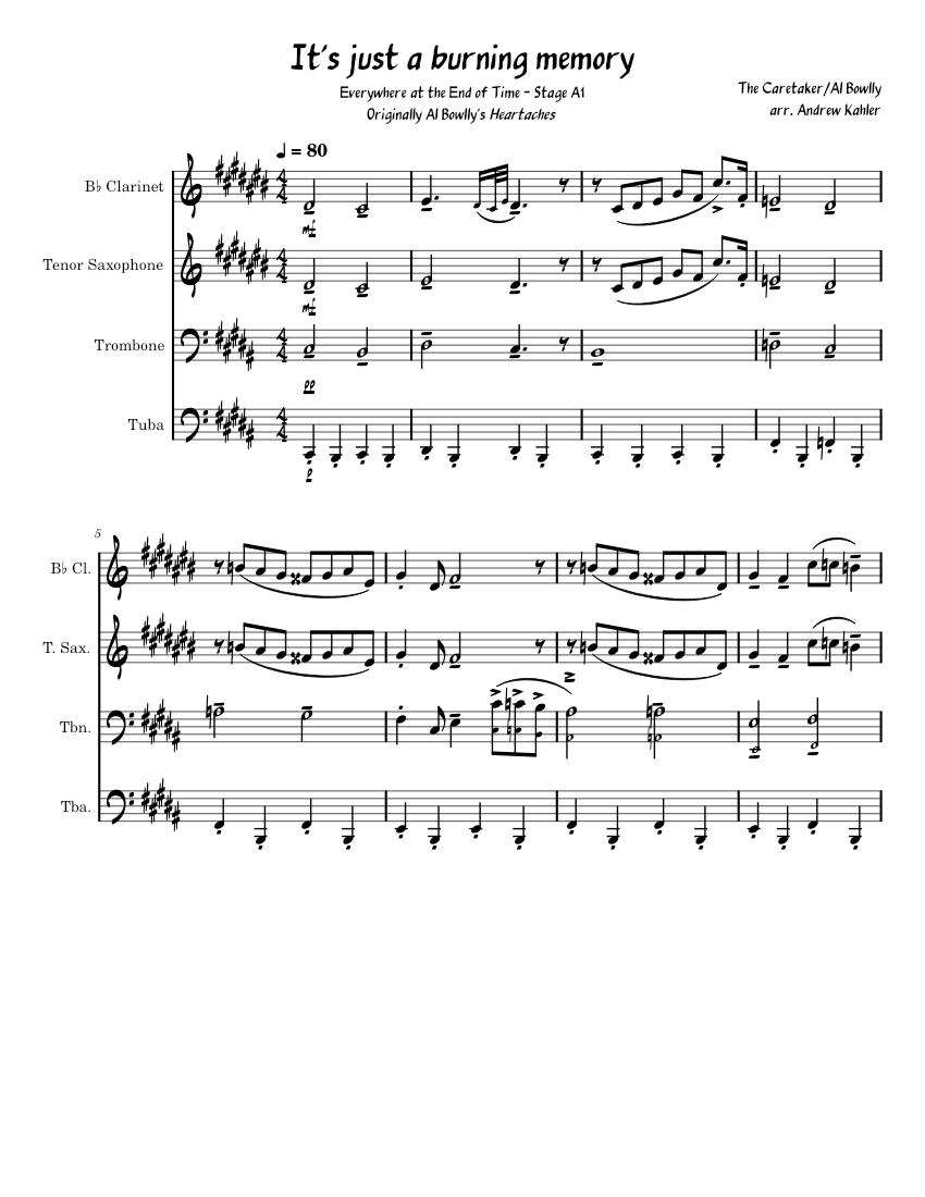 It's Just A Burning Memory The Caretaker Sheet music for Trombone