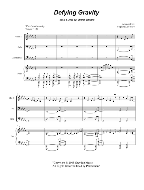Defying Gravity (Arr. Stephen DeCesare) - Stephen Schwartz (String Ensemble)