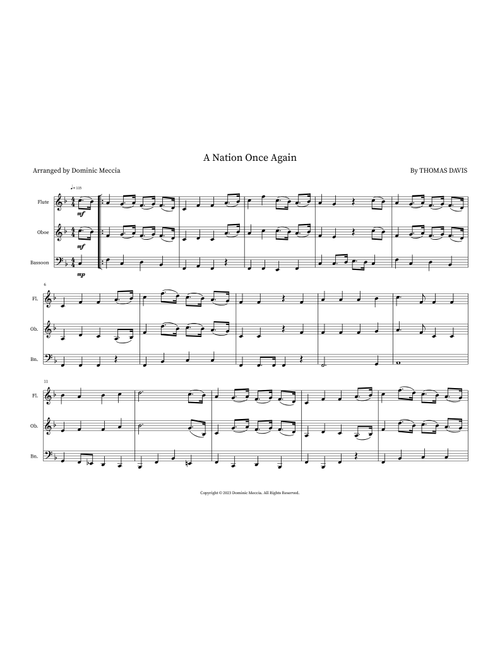 A Nation Once Again (Arr. Dominic Meccia) - Thomas Davis (Small Ensemble)