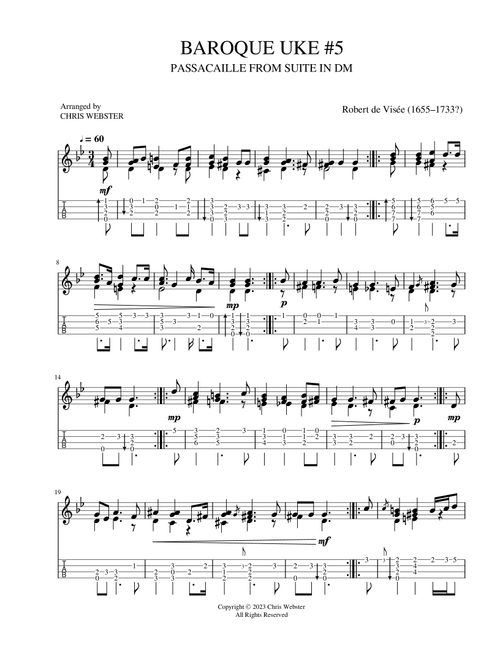 Baroque Uke #5 Passacaille from Suite in Dm by Robert de VisÃ©e (Arr. Chris Webster) - ROBERT DE VISÃE (Instrumental Solo)