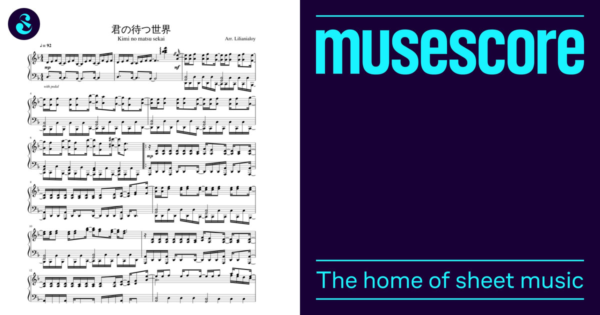 Kimi no Matsu Sekai (advanced) Sheet Music for Piano (Solo