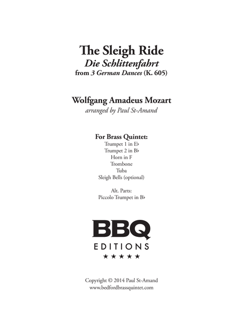 Sleigh Ride (Mozart) - Brass Quintet (Arr. Paul St-Amand) - Wolfgang Amadeus Mozart (Brass Ensemble)