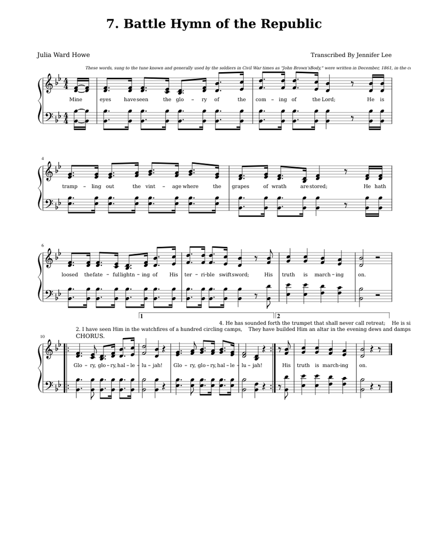 The battle hymn of the republic alfred piano outlet