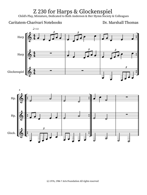 Z 230  for Harps & Glockenspiel - Celebrity Chamber Players (Small Ensemble)