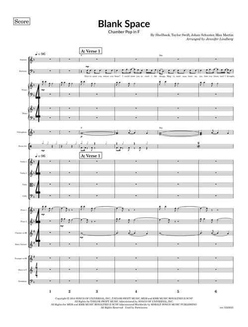 Blank Space (Arr. Jennifer Lindberg) - Taylor Swift (Large Ensemble)