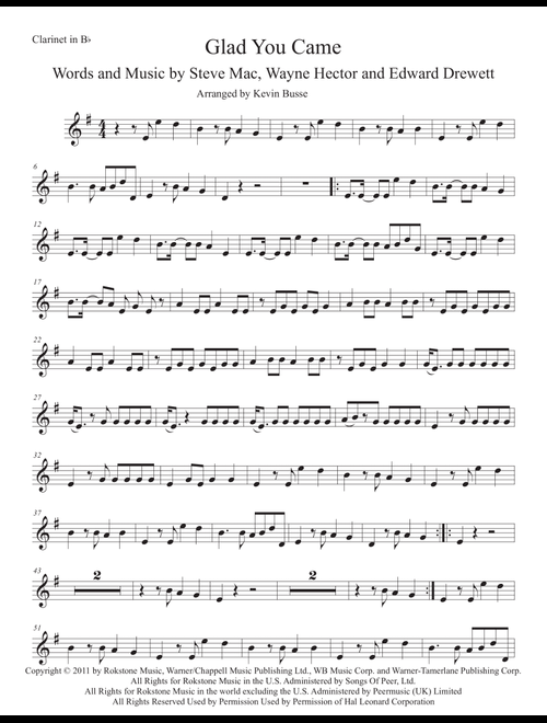 Glad You Came (Arr. Kevin Busse) - The Wanted (Clarinet Solo)