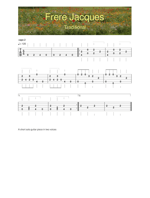 Frere Jacques - Guitar Tab