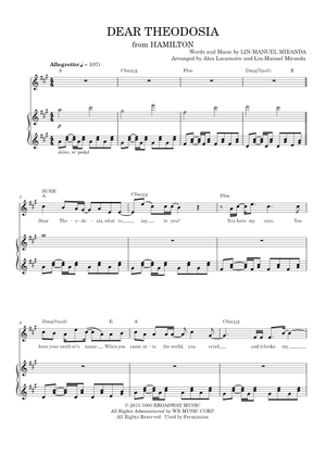 Play Official version of Dear Theodosia Sheet Music by Lin-Manuel ...