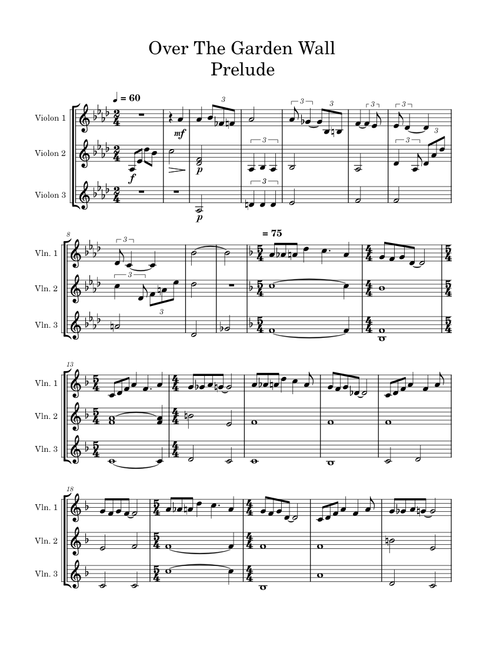 Over the Garden Wall - Prelude (for 3 violins)