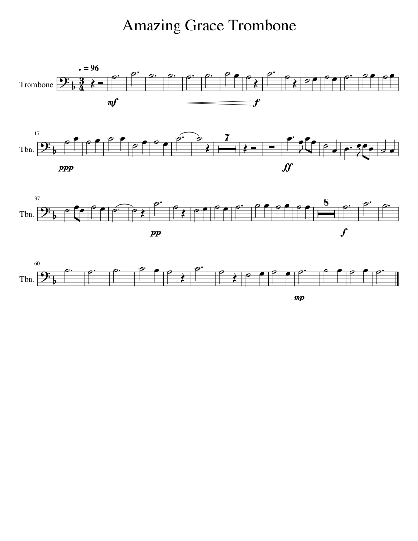Amazing Grace Trombone Sheet music for Trombone (Solo)
