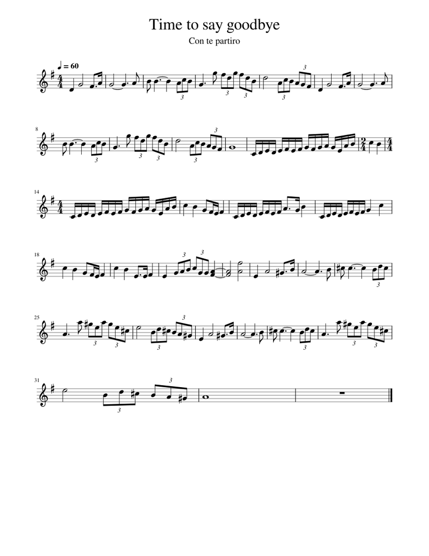 Time To Say Goodbye Sheet Music For Trumpet In B-flat (Solo ...