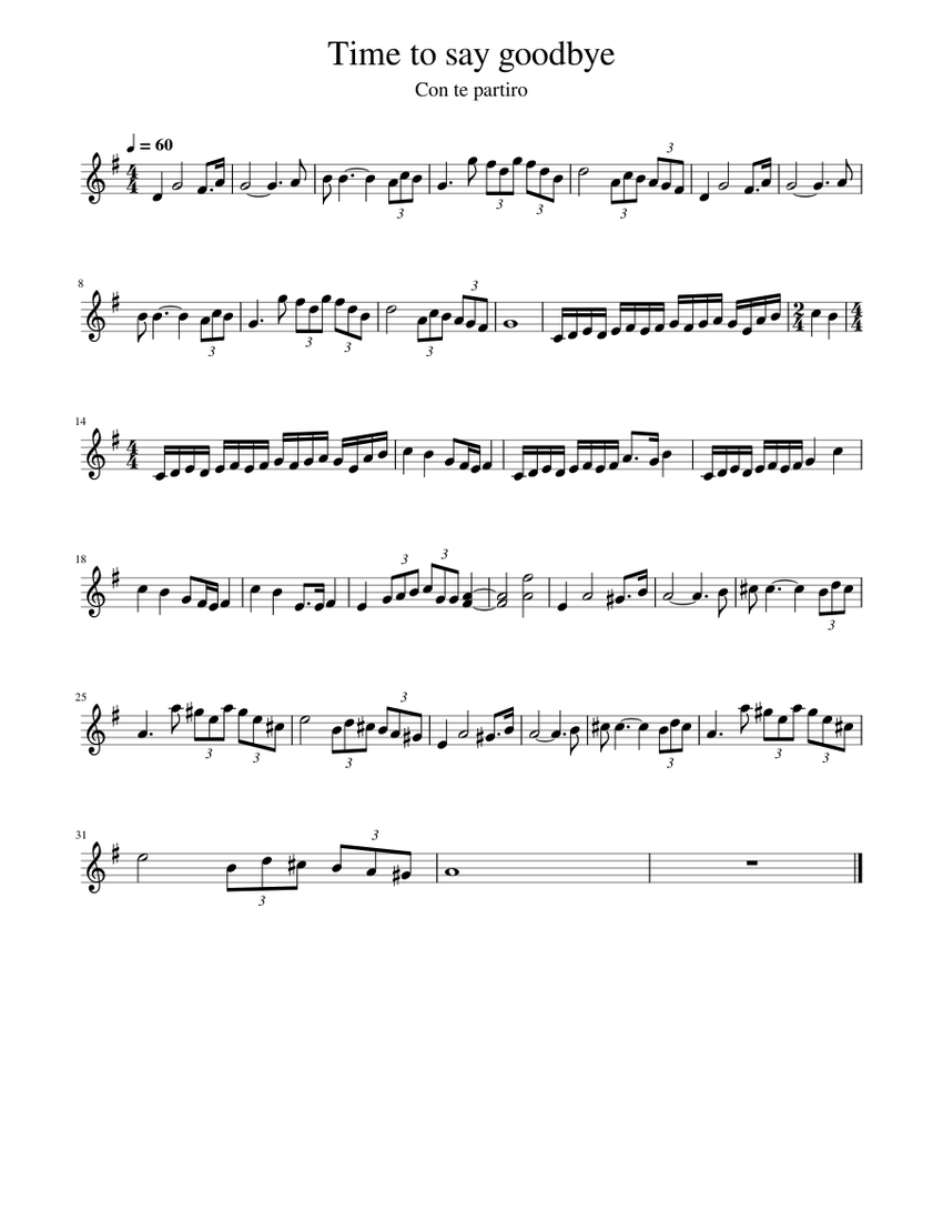 Time to say goodbye Sheet music for Trumpet in bflat (Solo