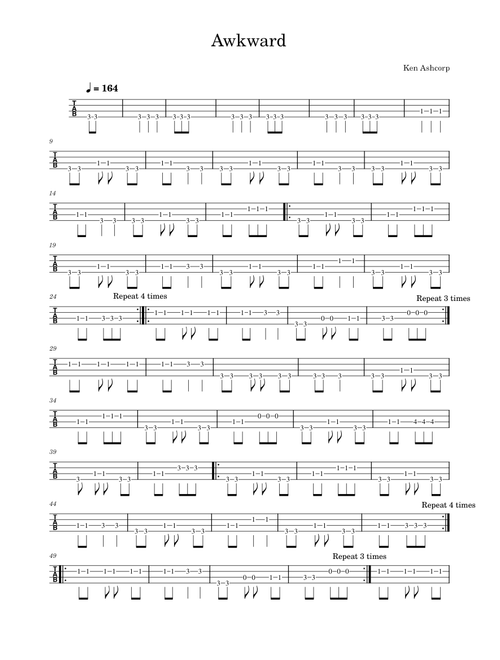Awkward – Ken Ashcorp (Bass Tab)
