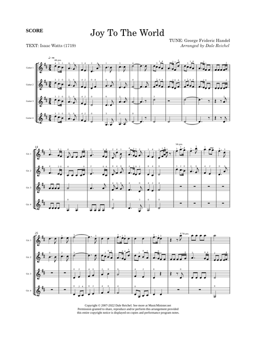 Joy To The World - Guitar Quartet