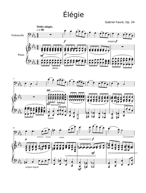 Faure Elegie cello & piano
