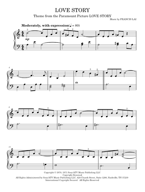 Love Story - Francis Lai (Easy Piano)