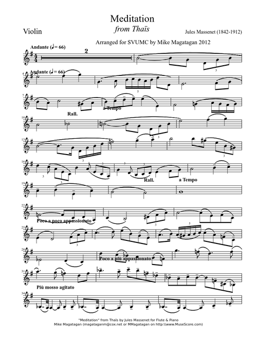 Meditation G Dur für Violine