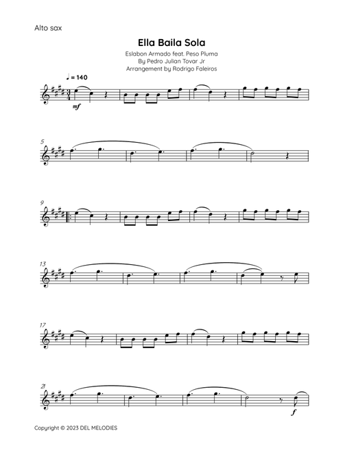 Ella Baila Sola (Arr. Rodrigo Faleiros) - Pedro Julian Tovar Jr (Alto Sax Solo)