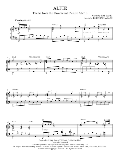 Alfie [Jazz version] (arr. Brent Edstrom) - Bacharach & David, Cher, Dionne Warwick, Sonny Rollins, (Piano Solo)