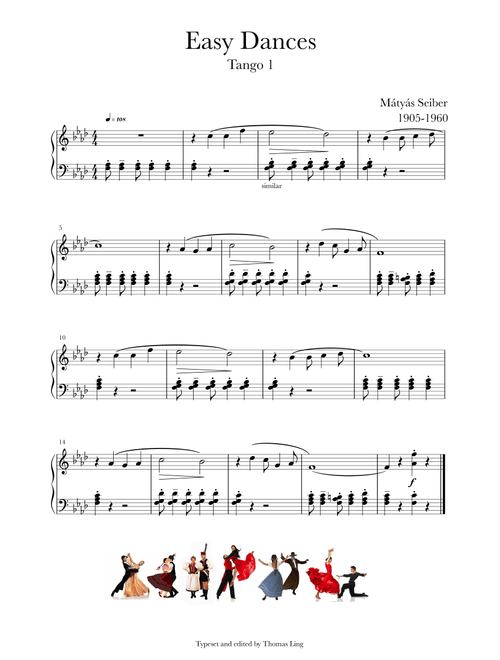 Leichte Tänze (Easy Dances), Book 1 for piano solo (11 pieces) (Arr. T. Ling) - Matyas Seiber (Piano Solo)
