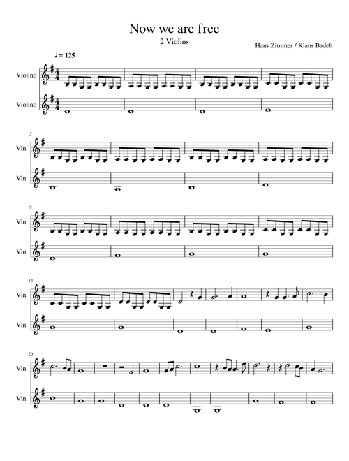 Now we are free - 2 violins (Gladiator theme song)