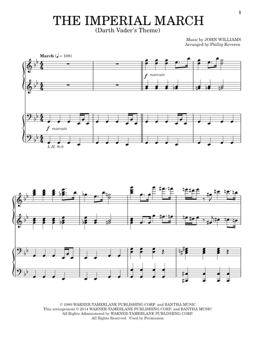 The Imperial March (Darth Vader's Theme) (arr. Phillip Keveren) - John Williams (Piano Duet)