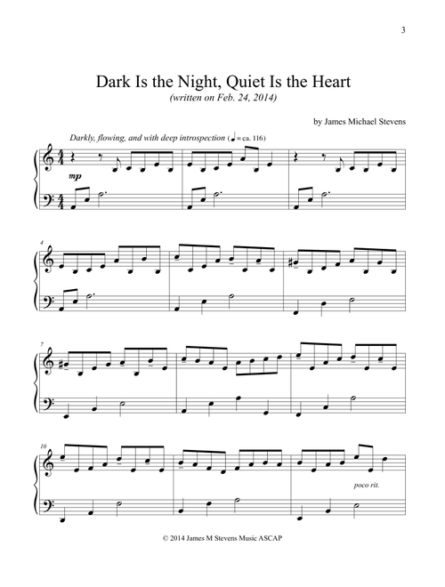 Dark Is the Night, Quiet Is the Heart (Arr. James Michael Stevens) (Piano Solo)