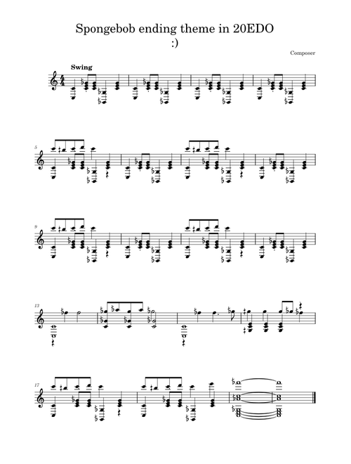 Spongebob squarepants - ending theme in 20EDO